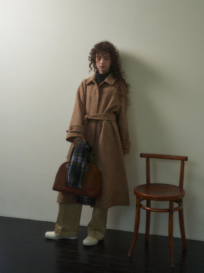 CHABROL COAT [ Brown & Oat Herringbone ]