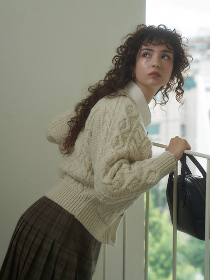 (-20%) CREAM TEA CABLE CARDIGAN [ Cream ]