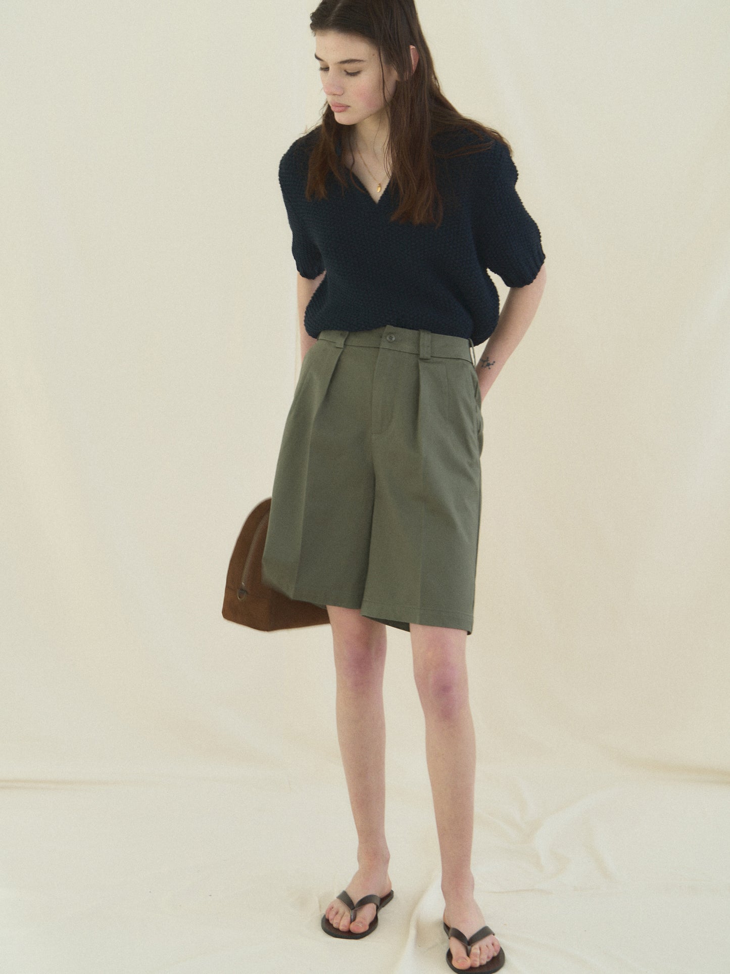 50's AMERICAN CHINO SHORTS [ Military Khaki ]