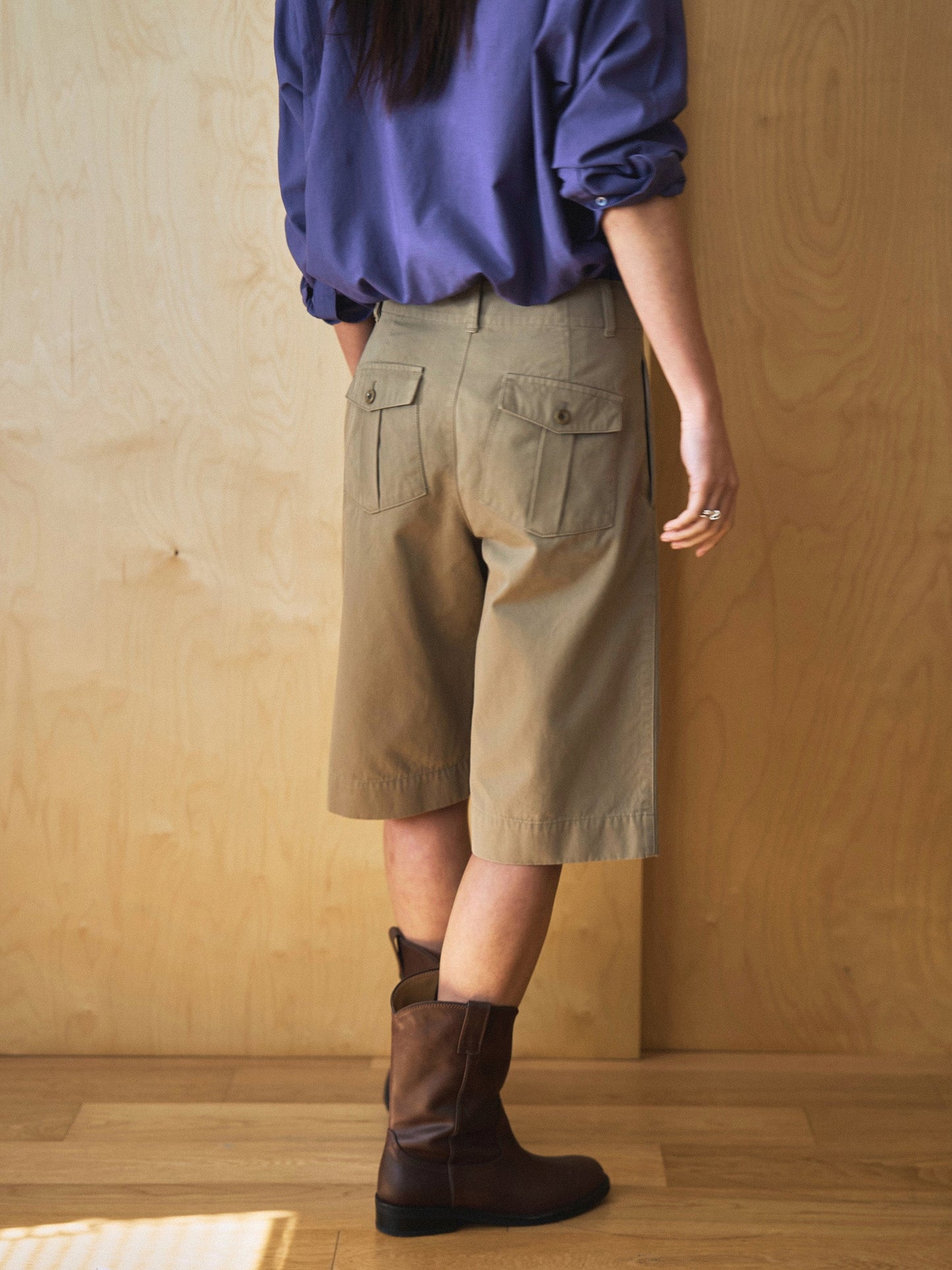 LENTO BERMUDA SHORTS [ Washed Beige ]