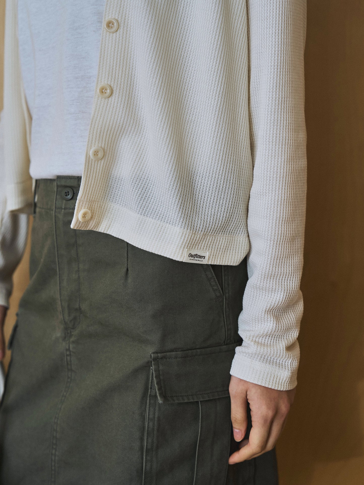 AIRY WAFFLE CARDIGAN [ Cream ]