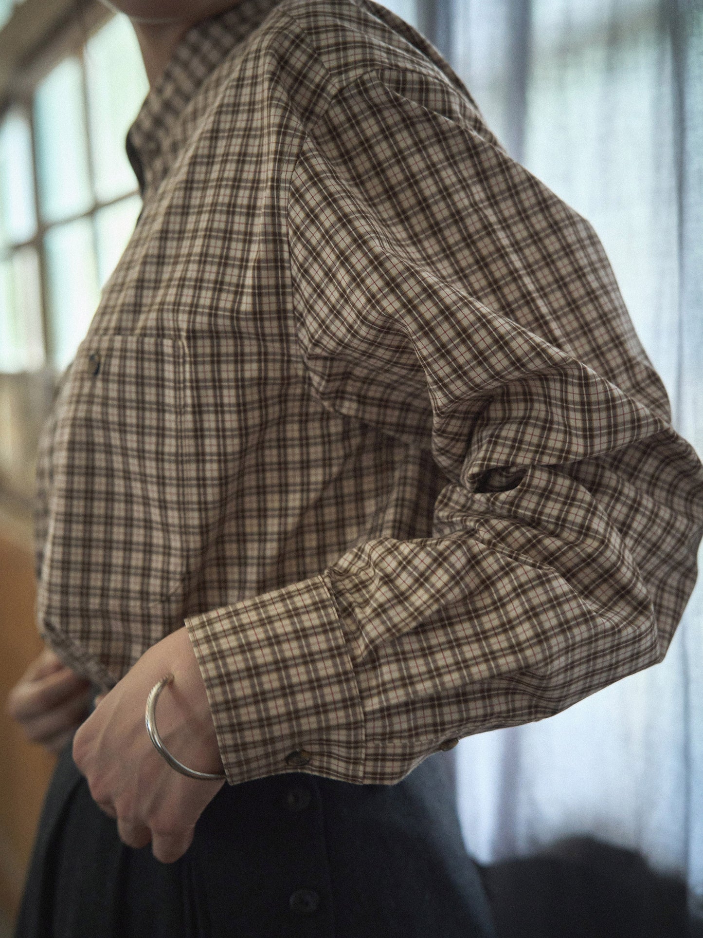 2 POCKET BUTTON DOWN SHIRT [ Beige Tartan ]