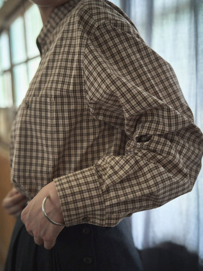 2 POCKET BUTTON DOWN SHIRT [ Beige Tartan ]