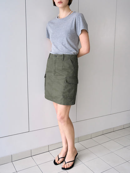 LILY UTILITY CARGO SKIRT [ Herringbone Khaki ]