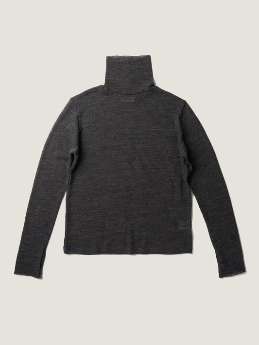 RUSTLE WOOL TURTLE TOP [ Blend Charcoal ]