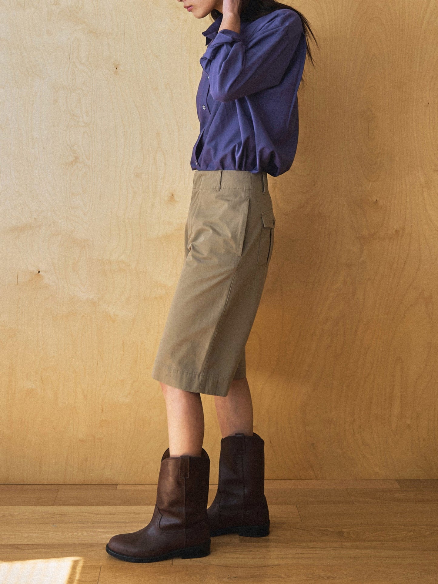 LENTO BERMUDA SHORTS [ Washed Beige ]