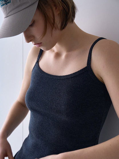 SCALLOPED TRIM SLEEVELESS [ Blend Gray ]