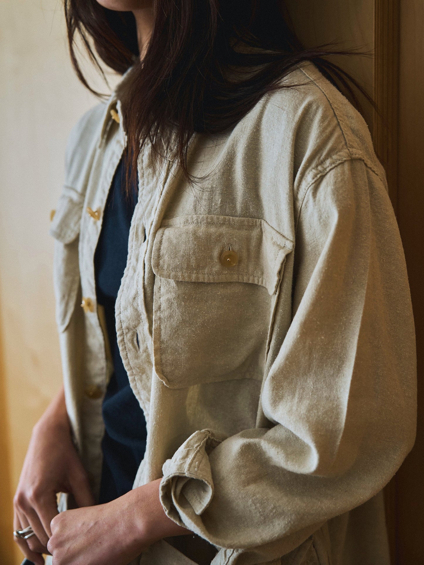 CAROLINE SILK LINEN JACKET [ Natural ]