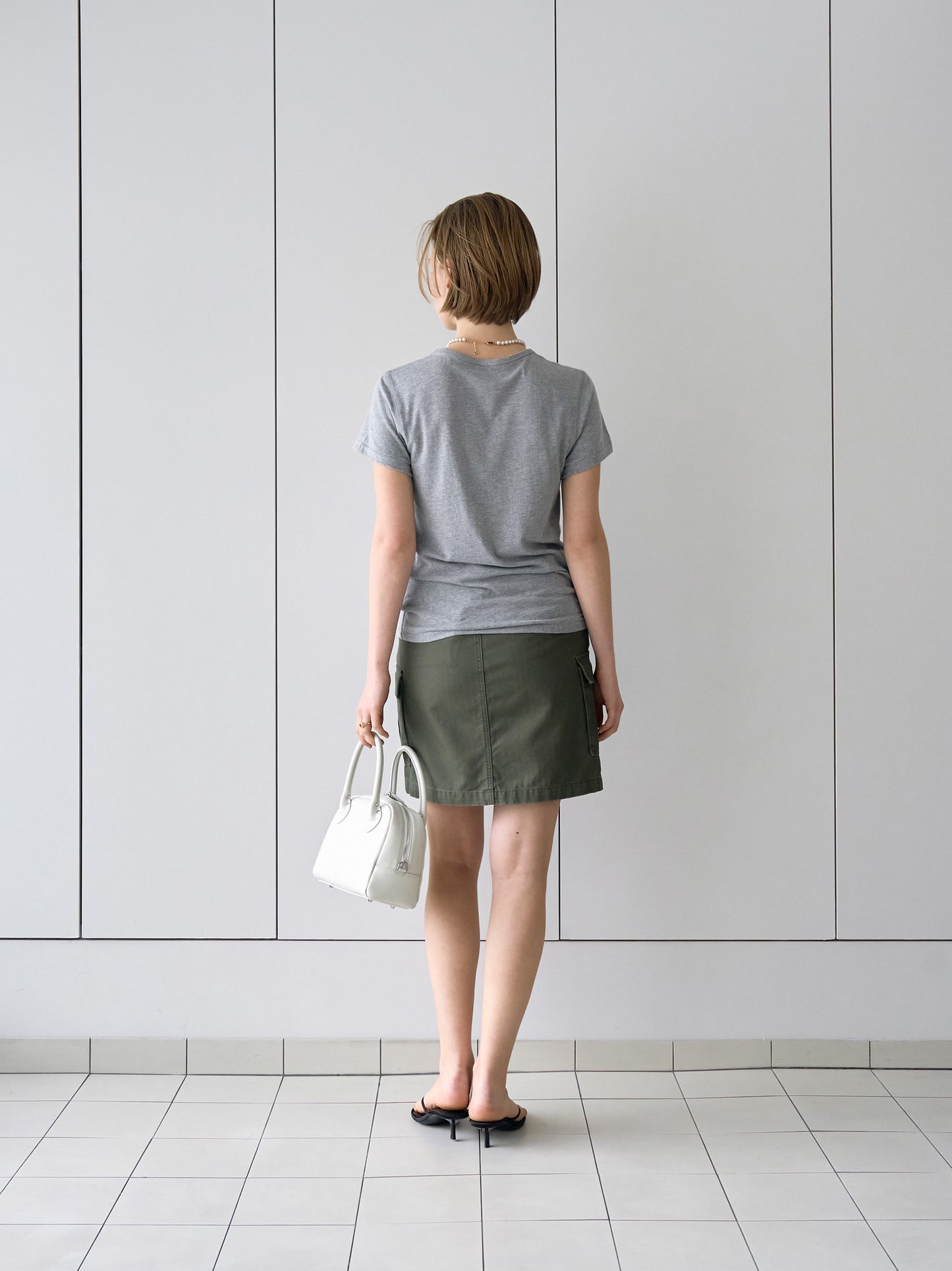 LILY UTILITY CARGO SKIRT [ Herringbone Khaki ]