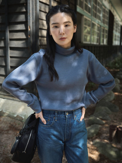 SALLY'S WAFFLE TURTLE TEE [ Smoke Blue ] New Season
