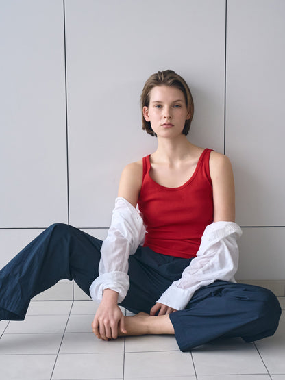ROSA EASY COTTON PANTS [ Deep Navy ]