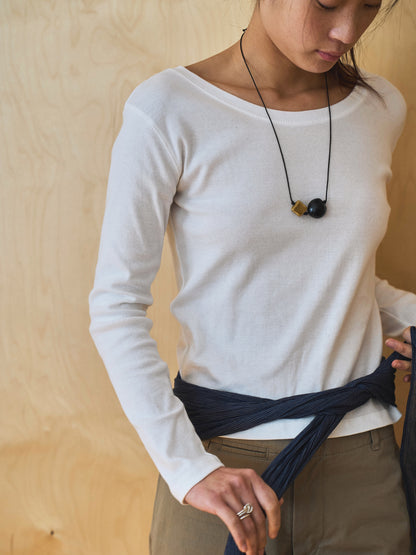 SMOOTH SCOOP NECK TOP [ White ]