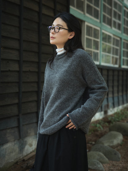 RUSTLE WOOL TURTLE TOP [ Warm Ivory ]
