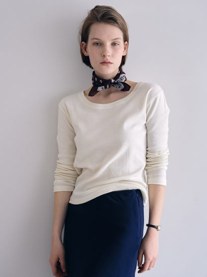 SMOOTH SCOOP NECK TOP [ Natural ]