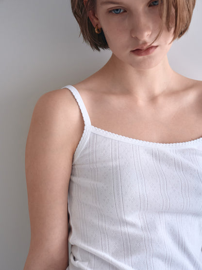 SCALLOPED TRIM SLEEVELESS [ White ]