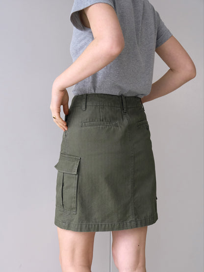 LILY UTILITY CARGO SKIRT [ Herringbone Khaki ]
