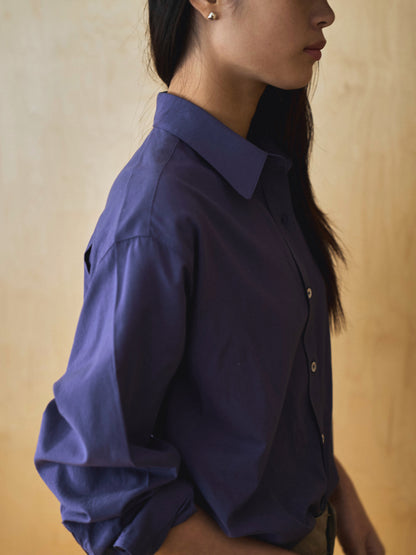 MARTHA LIGHT COTTON SHIRT [ Blue Berry ]