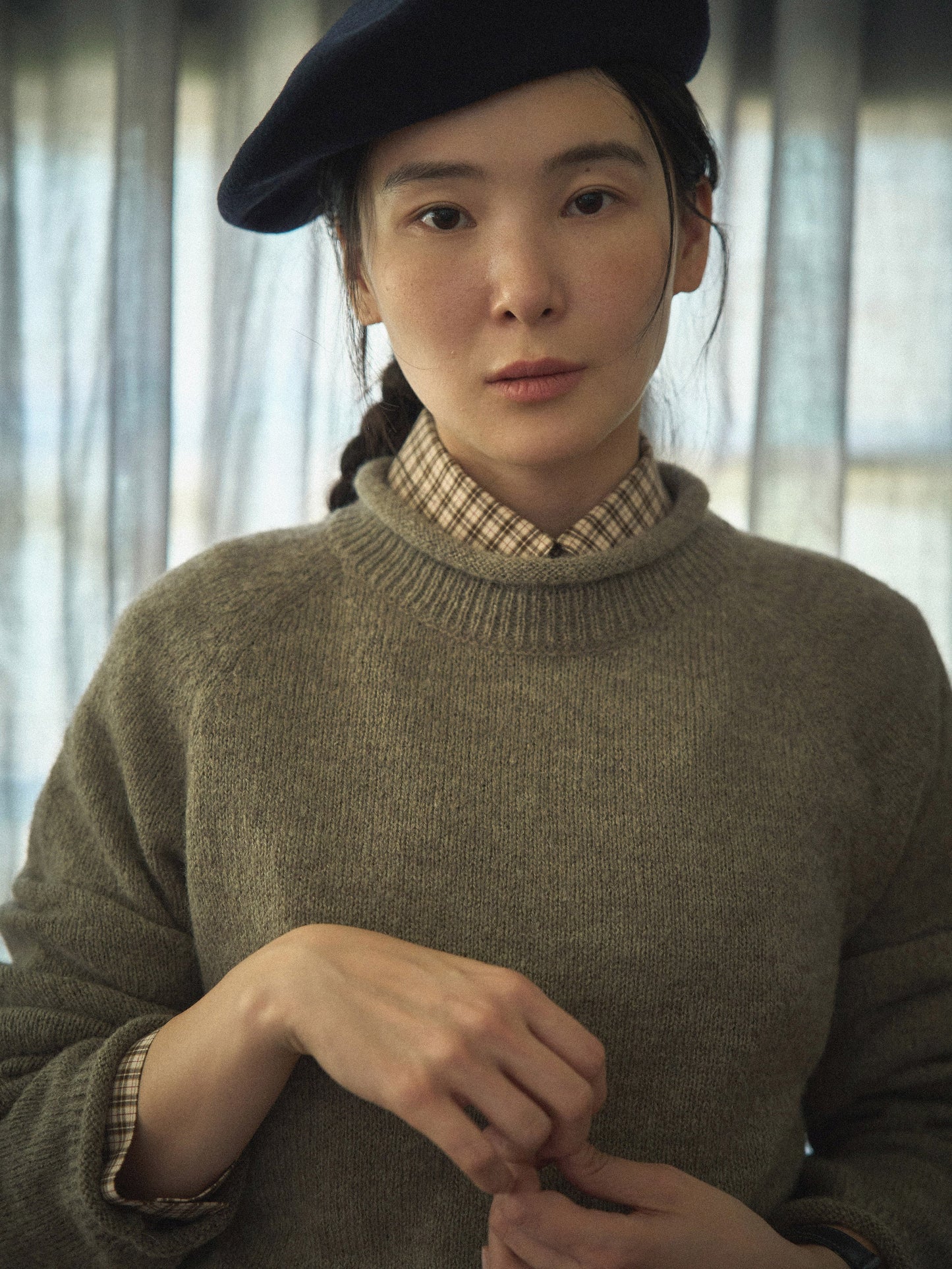 2 POCKET BUTTON DOWN SHIRT [ Beige Tartan ]