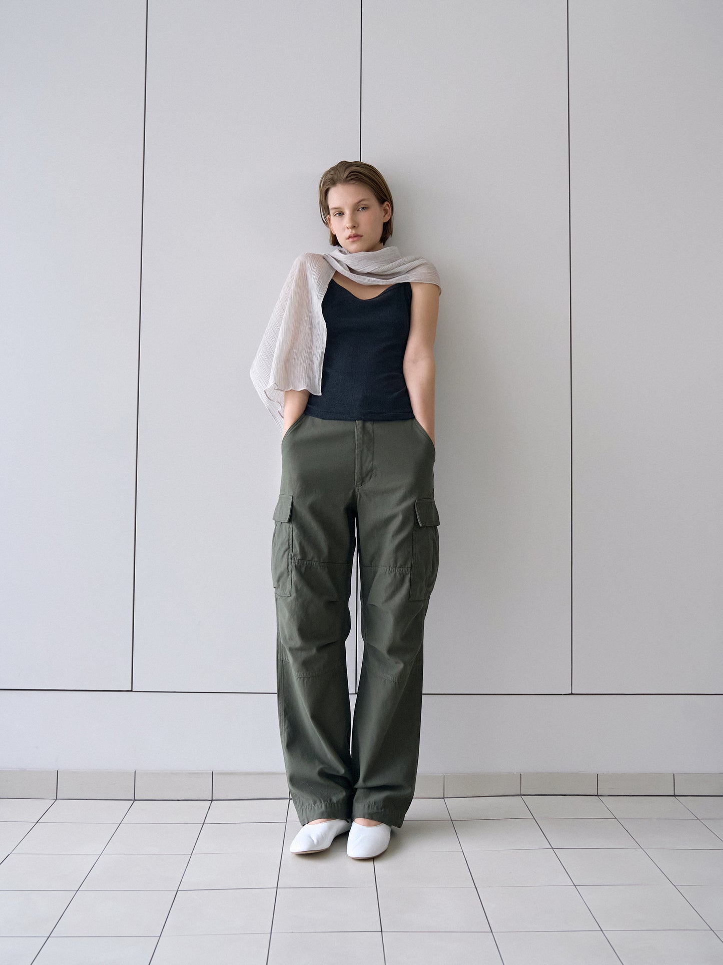 EASE WASHED CARGO PANTS [ Washed Khaki ]