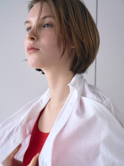 MARTHA LIGHT COTTON SHIRT [ Pure White ]