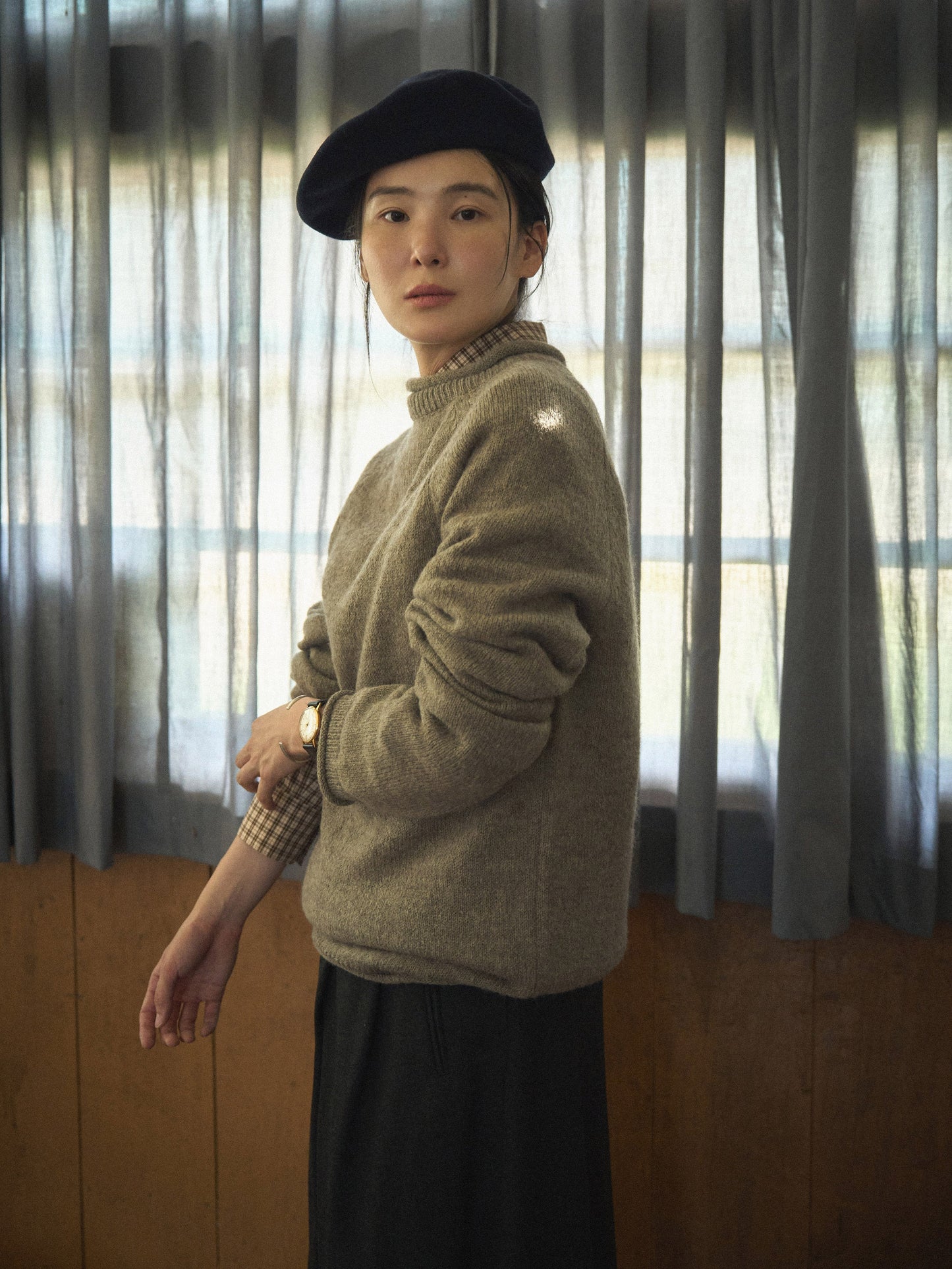 2 POCKET BUTTON DOWN SHIRT [ Beige Tartan ]