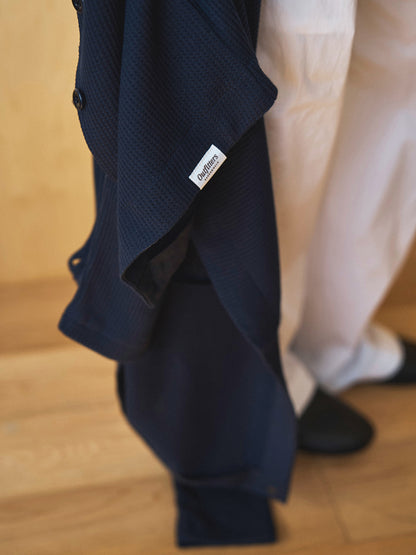 AIRY WAFFLE CARDIGAN [ Deep Navy ]
