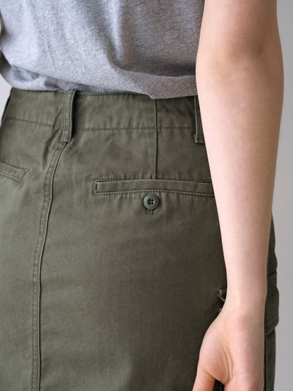 LILY UTILITY CARGO SKIRT [ Herringbone Khaki ]