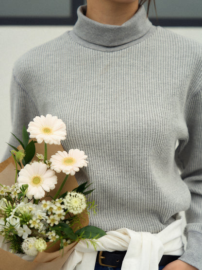 SALLY'S WAFFLE TURTLE TEE [ Heather Grey ]