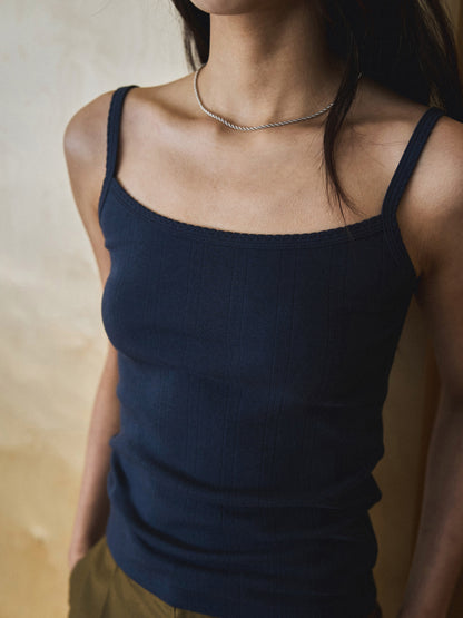 SCALLOPED TRIM SLEEVELESS [ Midnight Blue ]