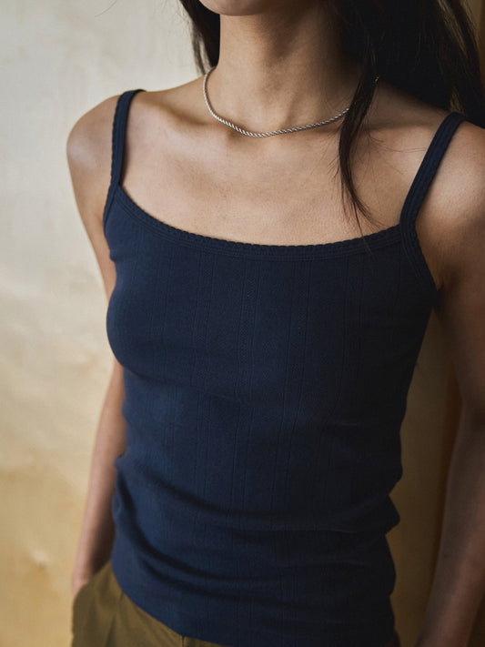 SCALLOPED TRIM SLEEVELESS [ Midnight Blue ]