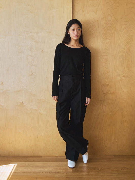 50's ITALIAN ARMY CHINO PANTS [ Rich Black ]