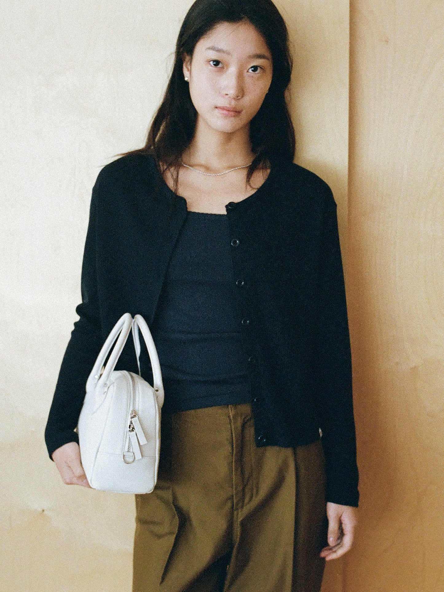 AIRY WAFFLE CARDIGAN [ Deep Navy ]