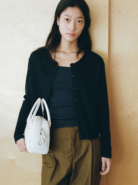 AIRY WAFFLE CARDIGAN [ Deep Navy ]