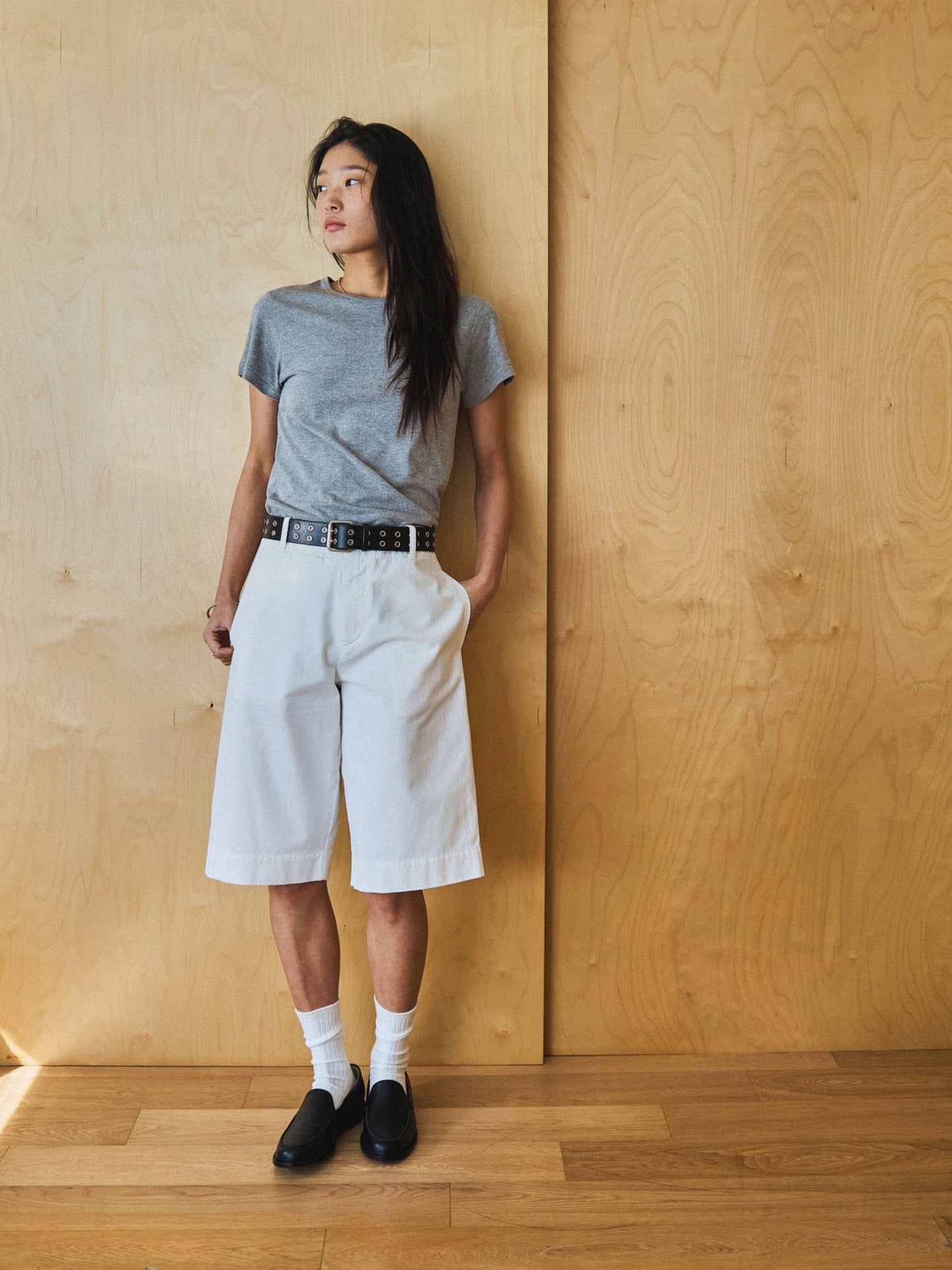 LENTO BERMUDA SHORTS [ Washed White ]