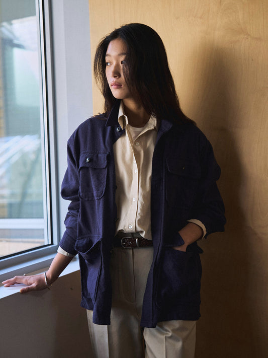 CAROLINE SILK LINEN JACKET [ Royal Blue ] 1st Reorder shipping in the last week of April