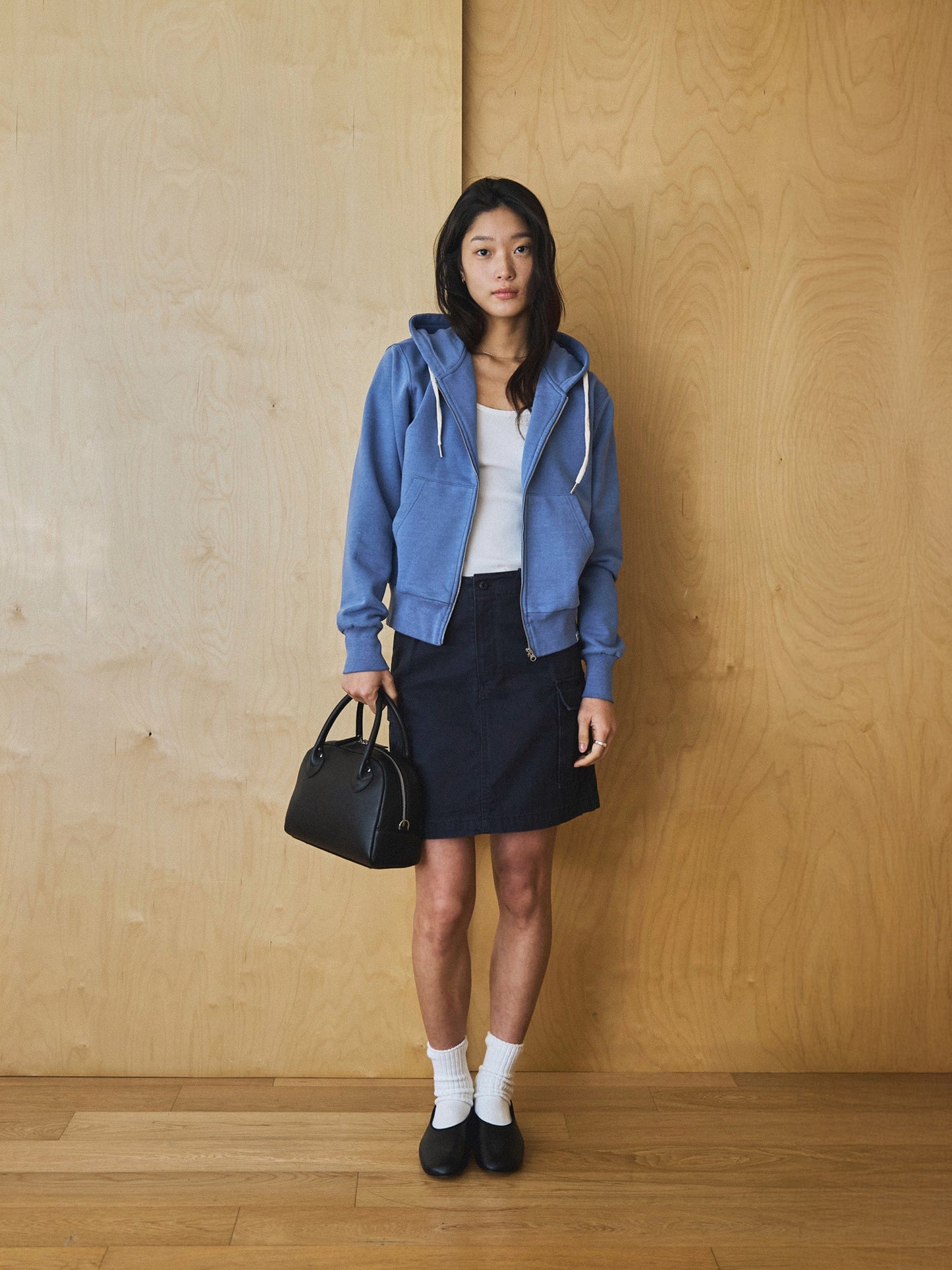 LILY UTILITY CARGO SKIRT [ Herringbone Navy ]