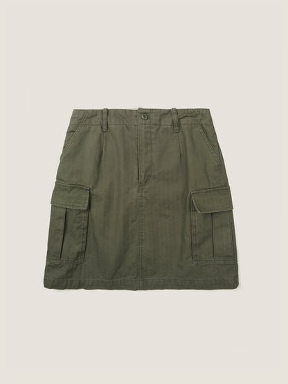 LILY UTILITY CARGO SKIRT [ Herringbone Khaki ]