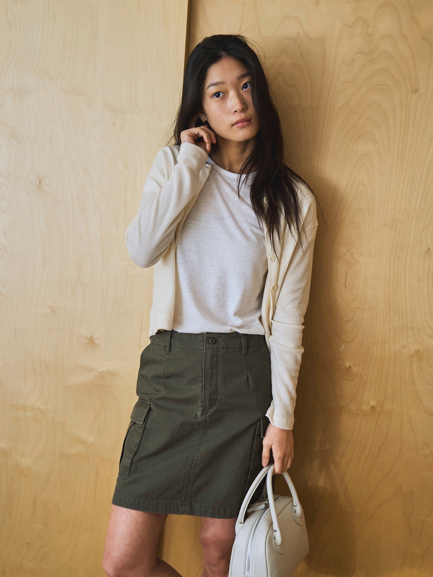 AIRY WAFFLE CARDIGAN [ Cream ]