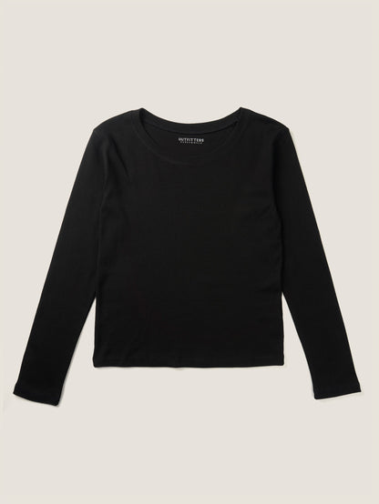 SMOOTH SCOOP NECK TOP [ Black ]