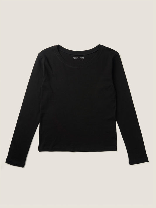 SMOOTH SCOOP NECK TOP [ Black ]