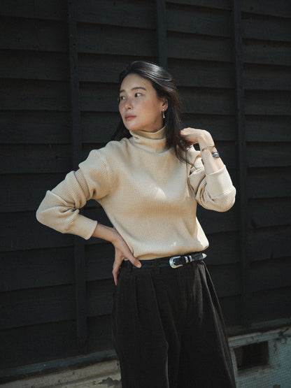 SALLY'S WAFFLE TURTLE TEE [ Biscuit Beige ] New Season