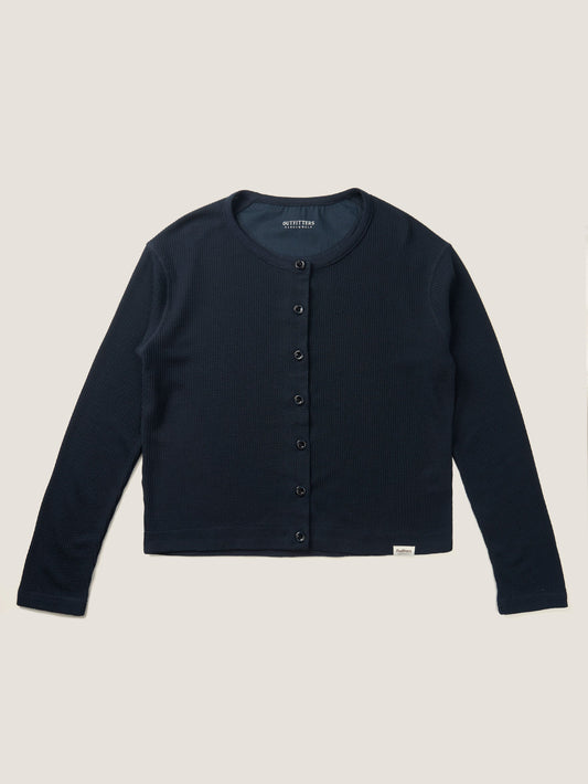 AIRY WAFFLE CARDIGAN [ Deep Navy ]