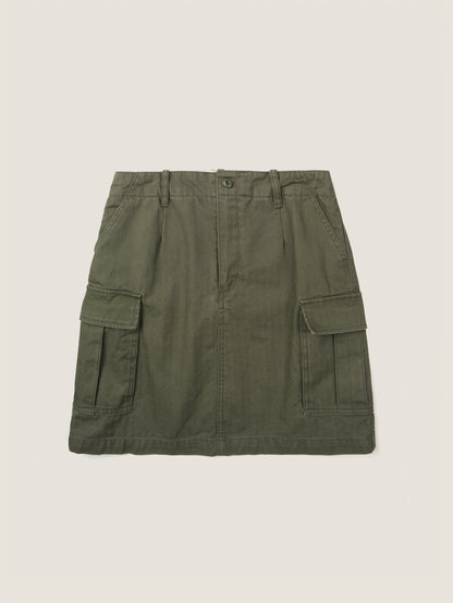 LILY UTILITY CARGO SKIRT [ Herringbone Khaki ]