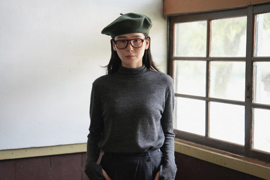 RUSTLE WOOL TURTLE TOP [ Blend Charcoal ]