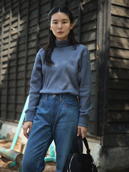 SALLY'S WAFFLE TURTLE TEE [ Smoke Blue ] New Season