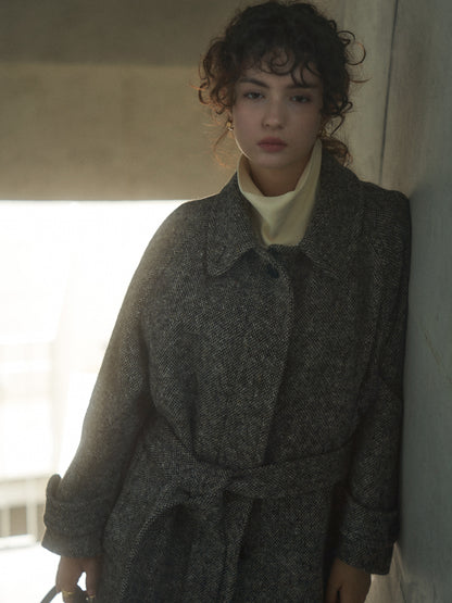 CHABROL COAT [ Salt & Pepper Black Tweed ]