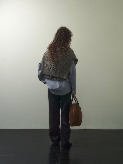 (-20%) CREAM TEA CABLE CARDIGAN [ Ash ]