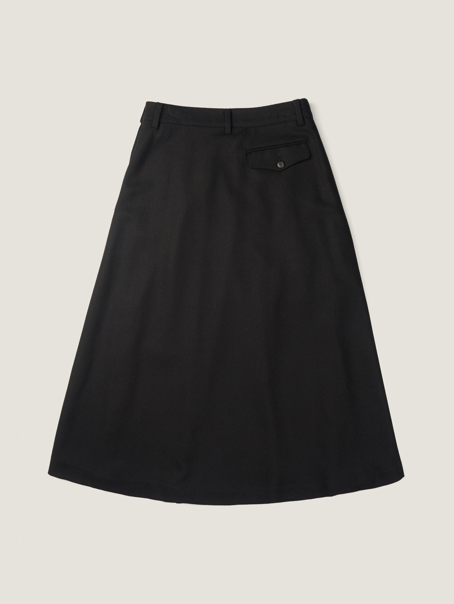 SIDE BUTTON WOOL CRAPE SKIRT [ Classic Black ]