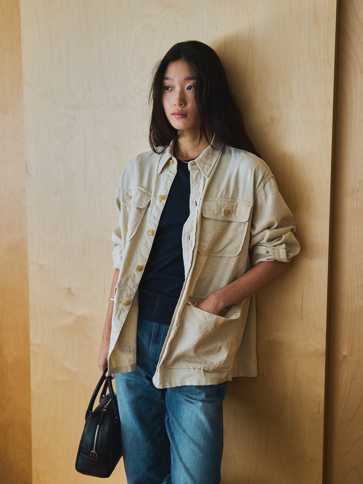 CAROLINE SILK LINEN JACKET [ Natural ]