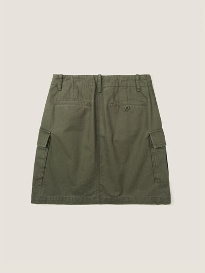 LILY UTILITY CARGO SKIRT [ Herringbone Khaki ]